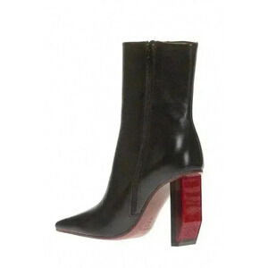 Vetements Black Leather Red Reflector Heels Ankle Boots Size 36